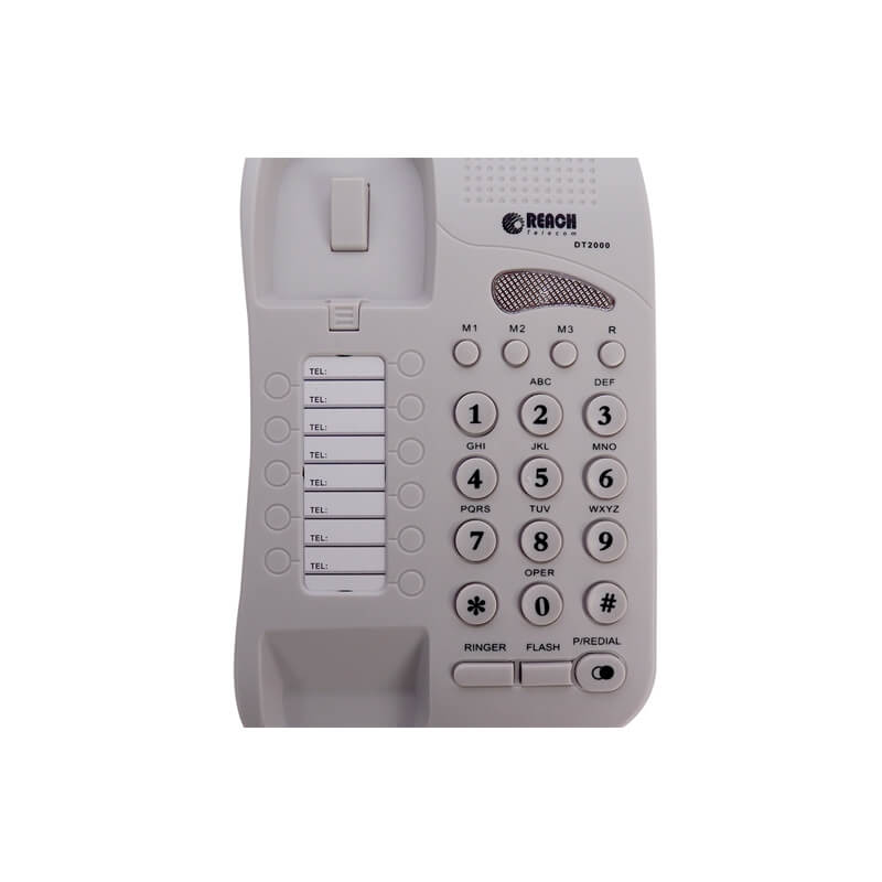 โทรศัพท์บ้าน โทรศัพท์สำนักงาน ยี่ห้อ REACH รุ่น DT-2000 LIGHT GREY